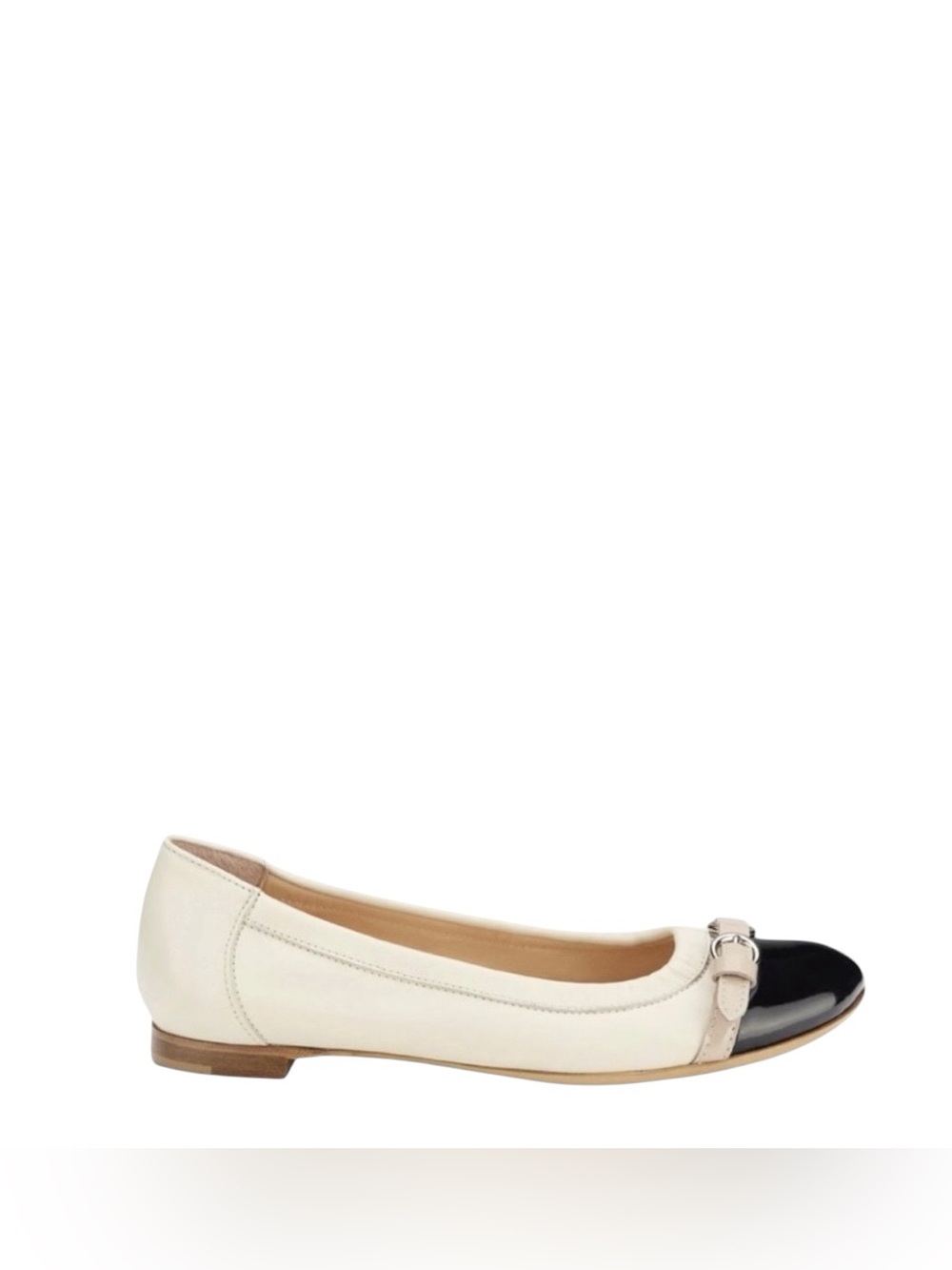 AGL Monika Leather Patent Toecap Buckle Trim Ballet Flat, Size 39.5
